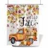 Anzona Hello Fall Waterproof Shower Curtains Set - Extra Long 72 x 96 Inch, Rustic Truck Pumpkin Maple Leaf Sunflower Polyester Fabric Bathroom Curtain with 12 Hooks, Bathroom Accessories, 1 Panel view 2
