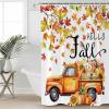 Anzona Hello Fall Waterproof Shower Curtains Set - Extra Long 72 x 96 Inch, Rustic Truck Pumpkin Maple Leaf Sunflower Polyester Fabric Bathroom Curtain with 12 Hooks, Bathroom Accessories, 1 Panel view 3