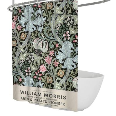 SHUODAOCO Pink Florals Bathroom Curtains William Morris Style Farmhouse Shower Curtain Modern Elegant Chic Bathtub Curtain Protecting Privacy 78Wx96L
