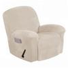 Gavilion 1 Piece Velvet Recliner Covers, Recliner Chair Cover with Pocket and Elastic Bottom, Stretch Couch Slipcovers Non-Slip Stylish Furniture Protector, Machine Washable,Beige view 1