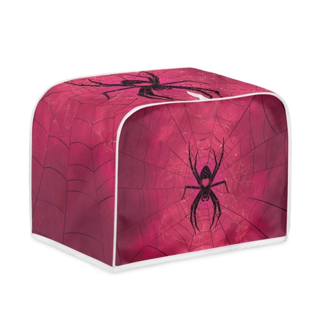 PJHEQOXE Spider & Spider Web Toaster Cover, Toaster Dust Cover Fits for Most Standard 2 slice Toasters, Universal Size Waffles Maker Oven Dust Cover Customized Halloween Home Decoration(Red)