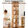 360 Bamboo Rotating Bookshelf Household Adult Children's Organizer Smoothly Polished Convenient Storage Suitable for Living Room Bedroom Office(Log Color,149 * 37cm) view 2