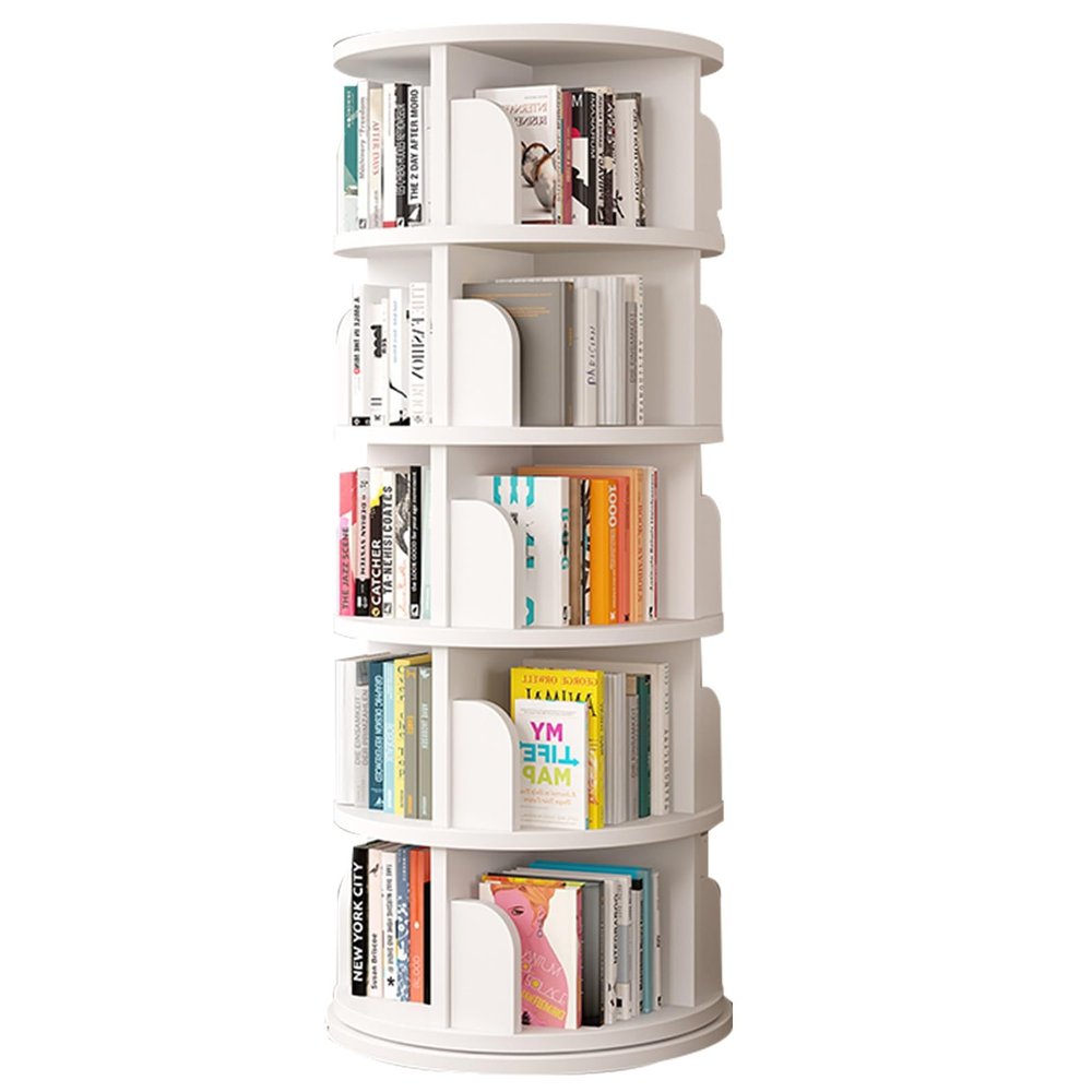 360Multi-Tier Rotating Bookshelf Smoothly Polished Edges Thicker Material Stable Load Bearing Safe to use Suitable for Living Room Bedroom Office Classroom(White,162 * 50cm)