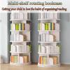 360Multi-Tier Rotating Bookshelf Smoothly Polished Edges Thicker Material Stable Load Bearing Safe to use Suitable for Living Room Bedroom Office Classroom(White,162 * 50cm) view 2