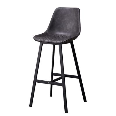 LOVULIFE Bar Stools Bars Chair Nordic Style Simple and Comfortable Backrest Wrought Iron High Chair Retro Leather High Bar Stool Cafe Dining Chair Modern Bar Stools Dining Chairs(E)