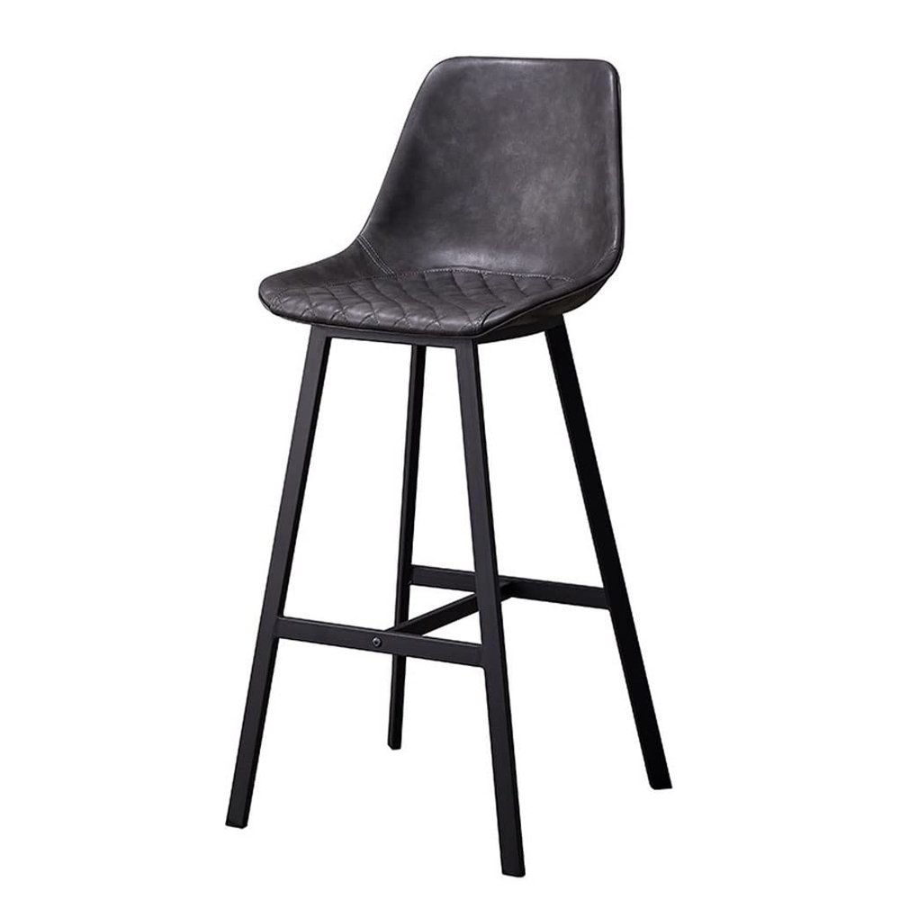 LOVULIFE Bar Stools Bars Chair Nordic Style Simple and Comfortable Backrest Wrought Iron High Chair Retro Leather High Bar Stool Cafe Dining Chair Modern Bar Stools Dining Chairs(E)