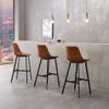 LOVULIFE Bar Stools Bars Chair Nordic Style Simple and Comfortable Backrest Wrought Iron High Chair Retro Leather High Bar Stool Cafe Dining Chair Modern Bar Stools Dining Chairs(E) view 2