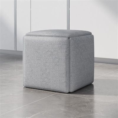 Ehzgqneg 5-in-1 Nesting Ottoman Rolling Cube Chair Stool Set with Technology Fabric, High-Density Sponge, Universal Casters, and Superb Craftsmanship(Gray,12.6 * 12.6in)