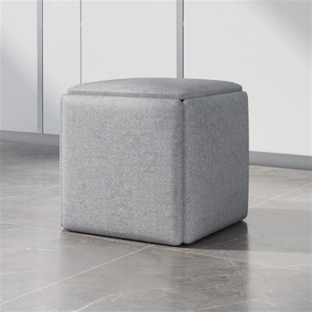 Ehzgqneg 5-in-1 Nesting Ottoman Rolling Cube Chair Stool Set with Technology Fabric, High-Density Sponge, Universal Casters, and Superb Craftsmanship(Gray,12.6 * 12.6in)