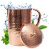 Copper Water Pitcher with Lid  100% Pure Copper Jug for Drinking Water, Juices and Beverages (68oz / 2L) | Handcrafted Hammered Vessel view 1