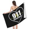 BUECDHYEI 911 Dispatcher Heart Beach Towel Absorbent Bathroom Towels Beach Towels Oversized Super 32x52 Inch view 3