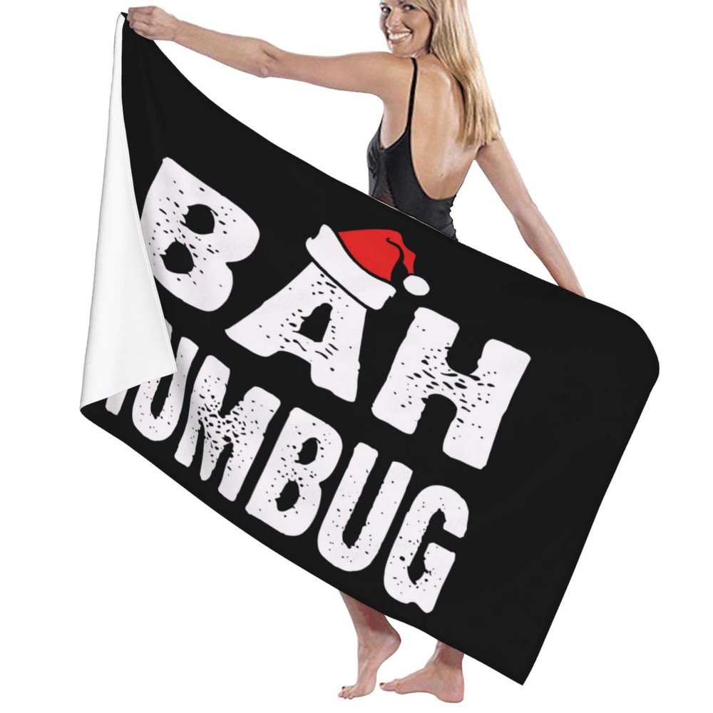 BUECDHYEI Bah Humbug Beach Towel Absorbent Bathroom Towels Beach Towels Oversized Super 32x52 Inch