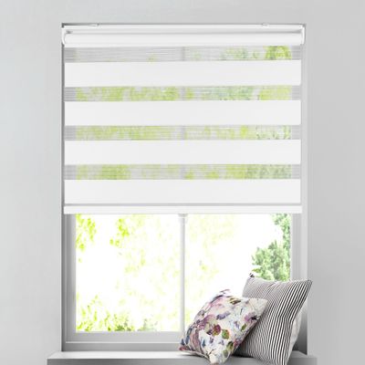 ARLO BLINDS Zebra Roller Shade, Light Filtering, Cordless, 30.5" W x 72" H, Simply White, Shade for Home, Blinds for Inteior Window