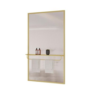 XLIHAWY Modern Room Divider, Privacy Decorative Striped Glass Partition Screens, Freestanding Bathroom Dry and Wet Separation Partition for Coffee Shop Hotel(Gold,30x140cm)