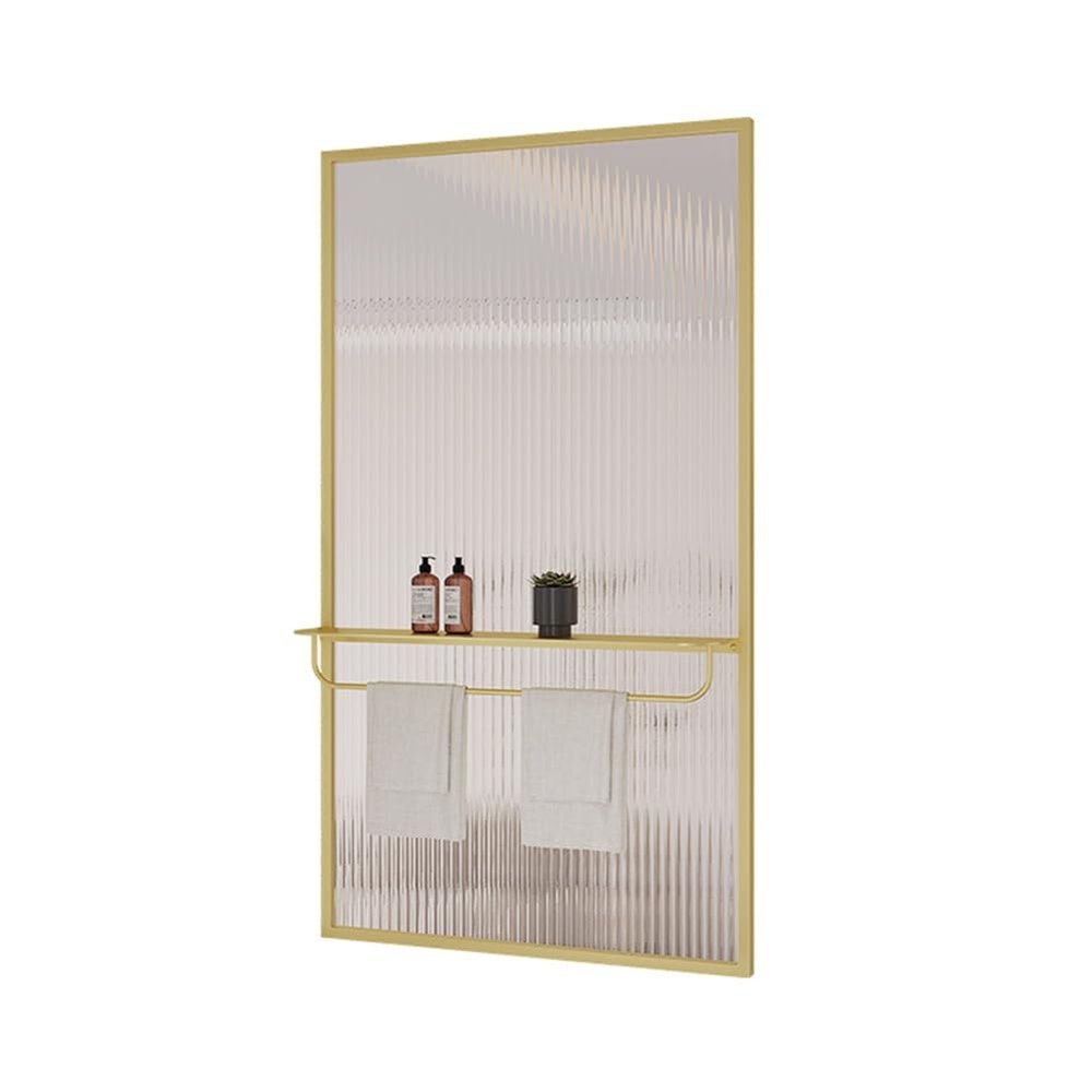 XLIHAWY Modern Room Divider, Privacy Decorative Striped Glass Partition Screens, Freestanding Bathroom Dry and Wet Separation Partition for Coffee Shop Hotel(Gold,30x140cm)