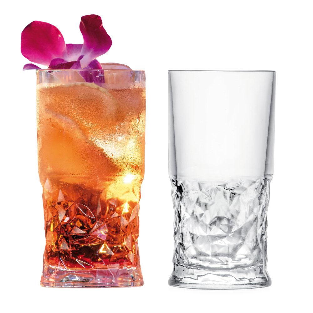 Barski Highball Glass - Drinking Glasses - Set of 2 - Hiball Tumblers - Glass Crystal Tumbler - for Water, Juice, Beer, Mixed Cocktails, Mojito Glass, Tom Collins Bar Glassware, 11 oz, Made in Europe