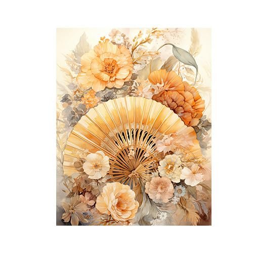 11x14 Floral Wall Art Canvas Print (Golden Fan)