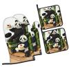 WZYWHJ Oven Mitts and Pot Holders Four-Piece Sets Oven Mitts Oven Gloves Pot Holders and Oven Mitts for Kitchen Baking Cooking Grilling Pandas of Father and Son Prints view 2