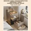 BAYTEWJX Vanity Desk with Mirror and LED,Dressing Table with Cushioned Stool,Vanity Cosmetics Table,Bedroom Dressing Tableswith Storage Shelves,for Small Space Bedroom Girls Women. view 3