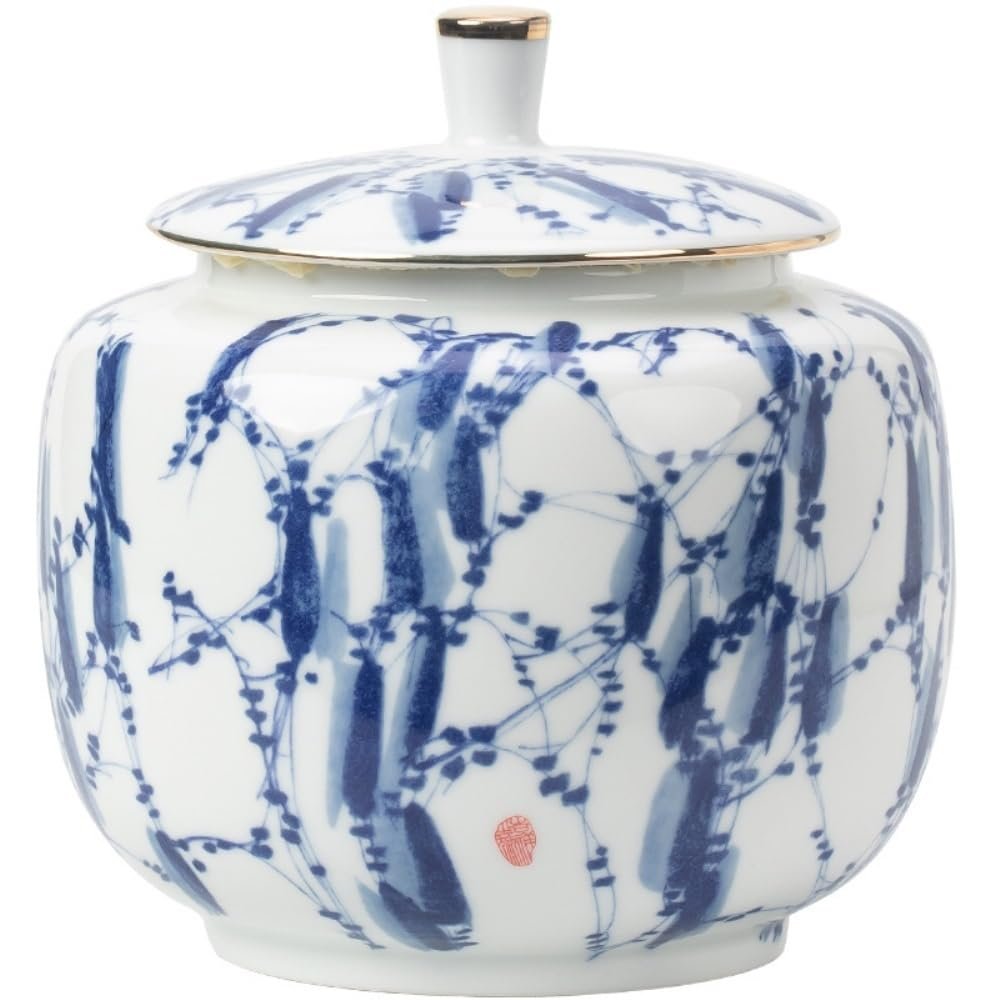 Tea Canister Creative Hand-Painted Tea Storage Container Jar Ceramic Small Sealed Jar Storage Jar Retro Chinese Tea Set Single Jar Tea Tin(A)
