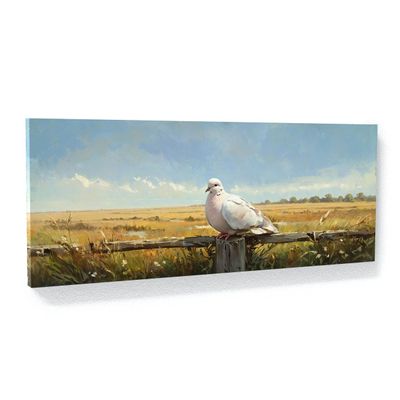 Sense Canvas Dove Rustic Peace 122 Canvas Art - Home Decor Wall Art Print Poster Painting Small 20x8 / 1.5"
