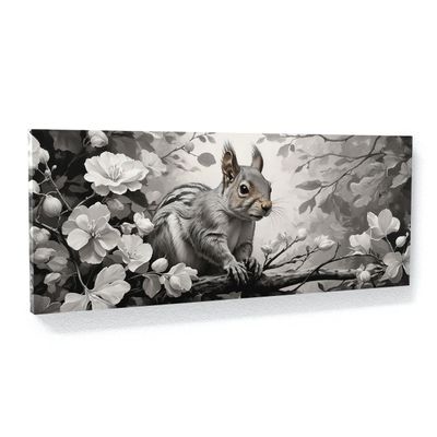 Sense Canvas Squirrel Subtle Patterned 98 Canvas Art - Home Decor Wall Art Print Poster Painting Small 20x8 / 1.5"
