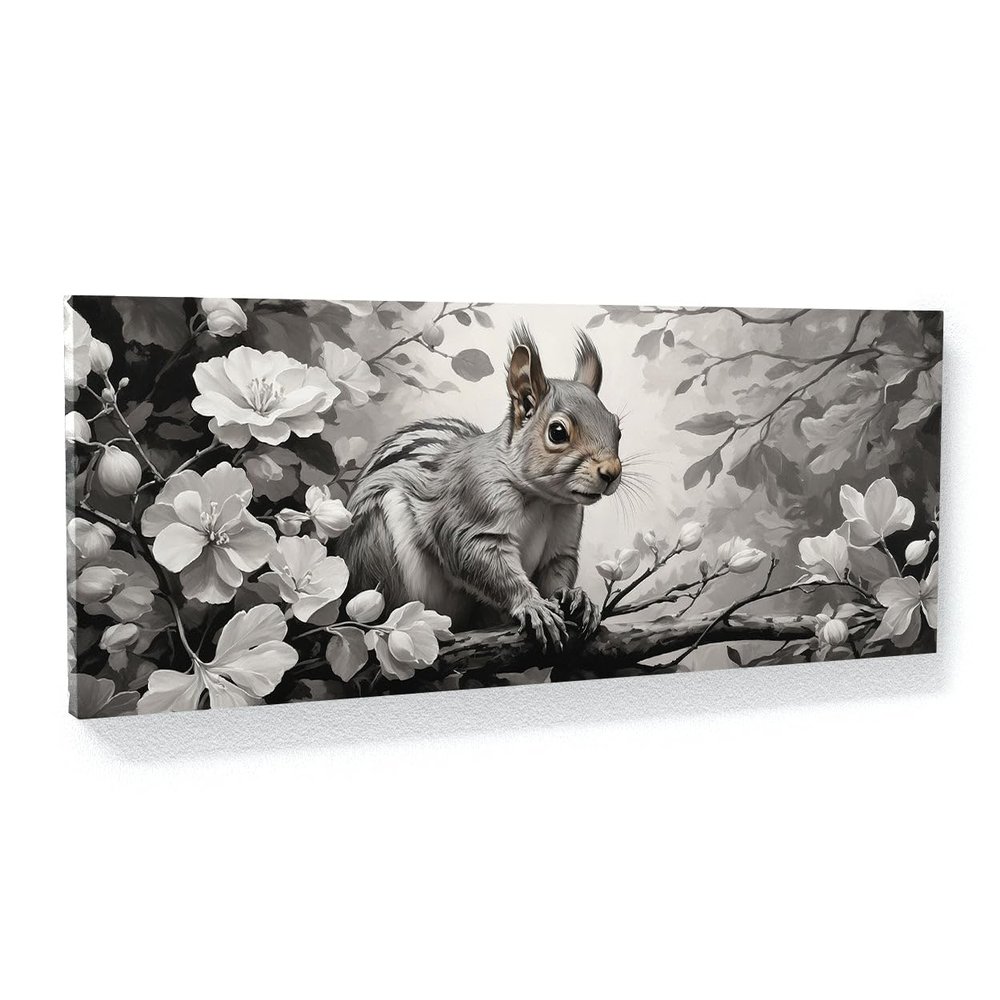 Sense Canvas Squirrel Subtle Patterned 98 Canvas Art - Home Decor Wall Art Print Poster Painting Small 20x8 / 1.5"