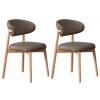 2 Pack Dining Chair, PU Leather Upholstered with Wooden Leg Support Mid Century Kitchen Seat Waterproof and Armless Design for Family view 1
