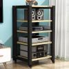 LYXWGRZD AV Media Stand, Stereo Cabinet with Roller, Audio Rack, with Adjustable Shelves, Open Storage TV Stand, for Home/Office/Theater(White Maple,100cm/39.3in) view 1