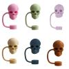 6pcs Straw Cover Caps Set Skull Shaped Silicones Straw Lid Colorful Straw Stoppers Jewelry For Water view 1