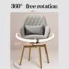 Kitchen Dining Room Chairs - Ergonomic Swivel Dining Chairs with Arms and Wood Legs in Gray and Pink Upholstered Linen Fabric - Mid Century Modern Design view 3
