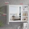 Wall Mounted Aluminum Mirror Cabinet Bathroom Mirror Cabinet Multifunctional Open Storage Mirror Cabinet Single Door Mirror Cabinet with Towel Sturdy and Stable Beautiful and Practical(Brown,70cm) view 2