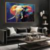 Elephant Canvas Wall Art, Colourful Elephant Wall Art, Colourful Paint Splatter Style Wall Art, Elephant Oil Painting Wall Art, Elephant Prints for Wall Decor, Wall Decor Living Room (Gold Frame, 59"x39"|150x100cm) view 1