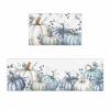 2 Piece Non-Slip Kitchen Mat Runner Rug Set Doormat Thanksgiving Fall Blue Leaves Pumpkin Plants Door Mats Rubber Backing Carpet Indoor Floor Mat (23.6" x 35.4"+23.6" x 70.9") view 1