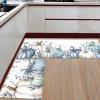 2 Piece Non-Slip Kitchen Mat Runner Rug Set Doormat Thanksgiving Fall Blue Leaves Pumpkin Plants Door Mats Rubber Backing Carpet Indoor Floor Mat (23.6" x 35.4"+23.6" x 70.9") view 2