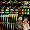 Lewtemi 426 Pcs Christmas Glow Sticks bulk with Accessories Party Favor Red Green Yellow White Xmas Sticks Star Snowman Glasses Bracelets Necklaces Party Supplies for Holiday view 1