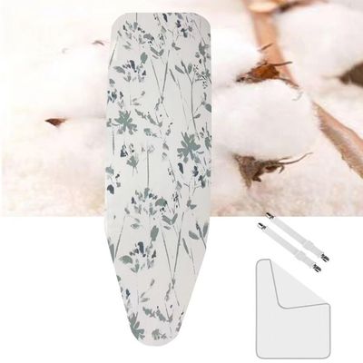 TAJMDGW Cotton Ironing Board Cover and Pad 15x45, Ironing Board Pad Iron Board Cover with Felt Padding, Heat Resistant Ironing Board Cover, Adjustable(Beige,14x43 inch(35x110 cm))