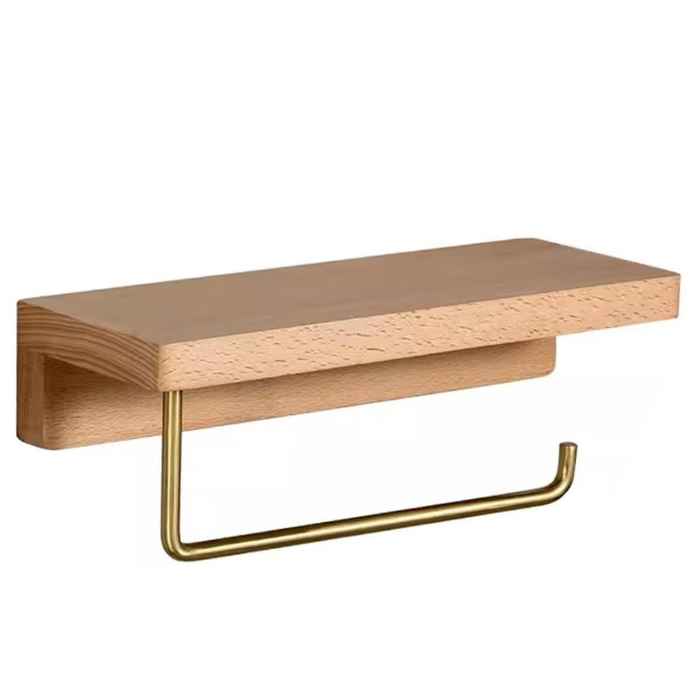 Bathroom Toilet Paper Holder Drawer Box, Paper Towel Dispenser Paper Towel Holder Wall Mount, Tissue Box Cover Wood Paper Towel Holder for Bathroom Bedroom or Office(Light Brown B L)