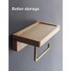 Bathroom Toilet Paper Holder Drawer Box, Paper Towel Dispenser Paper Towel Holder Wall Mount, Tissue Box Cover Wood Paper Towel Holder for Bathroom Bedroom or Office(Light Brown B L) view 3
