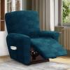ZSDCGC 4 Pieces Stretch Recliner Cover, Couch Cover Recliner Chair Cover Jacquard Recliner Sofa Cover Recliner Protector with Side Pocket Machine Washable(Cyan) view 1