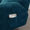 ZSDCGC 4 Pieces Stretch Recliner Cover, Couch Cover Recliner Chair Cover Jacquard Recliner Sofa Cover Recliner Protector with Side Pocket Machine Washable(Cyan) view 2