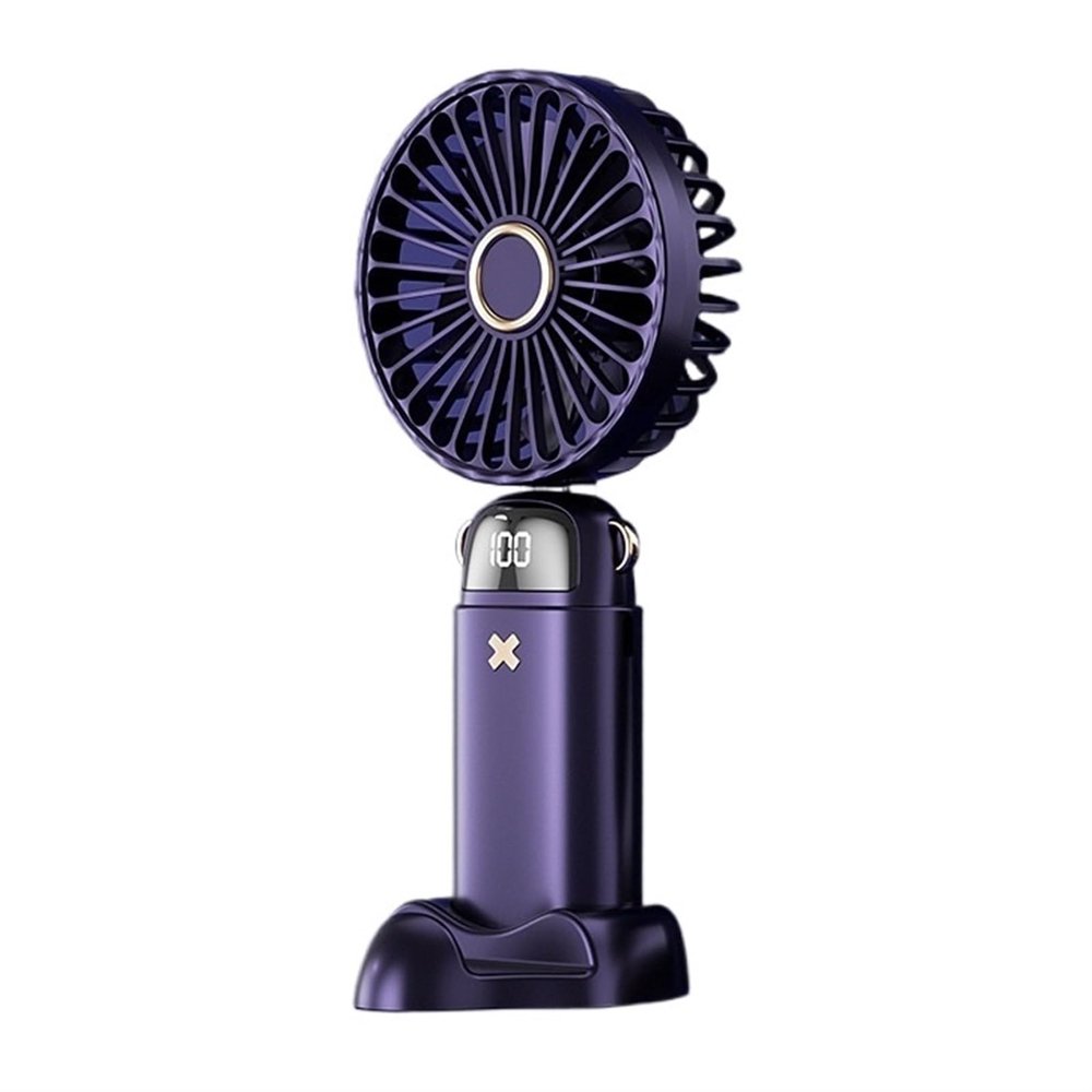 RLPPBMD Portable Fan Digital Display Fan Handheld with Base Fan Office Desktop Portable Small Fan Handheld Outdoor Fan Handheld Fan(Blue)