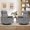CANMOV Swivel Rocker Chair Set of 2, Swivel Accent Chair with High Back and Arms, Corduroy Glider Chair for Living Room Bedroom Nursery, Grey view 1