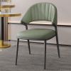 Green Faux Leather Dining Chairs - Modern Accent Chair with Petal Back & Metal Legs. Comfy Upholstered Side Chairs for Kitchen/Living Room/Restaurant by Bean view 1