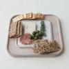 Creative Co-Op Marble and Wood Cutting Board on a Dish, White view 2