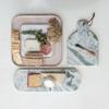 Creative Co-Op Marble and Wood Cutting Board on a Dish, White view 3