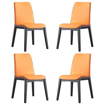 Dining Chair Set of 4 Chairs Solid Wood Legs Upholstered Kitchen Chairs PU Leather Cushion for Dining Room Living Room Kitchen Lounge