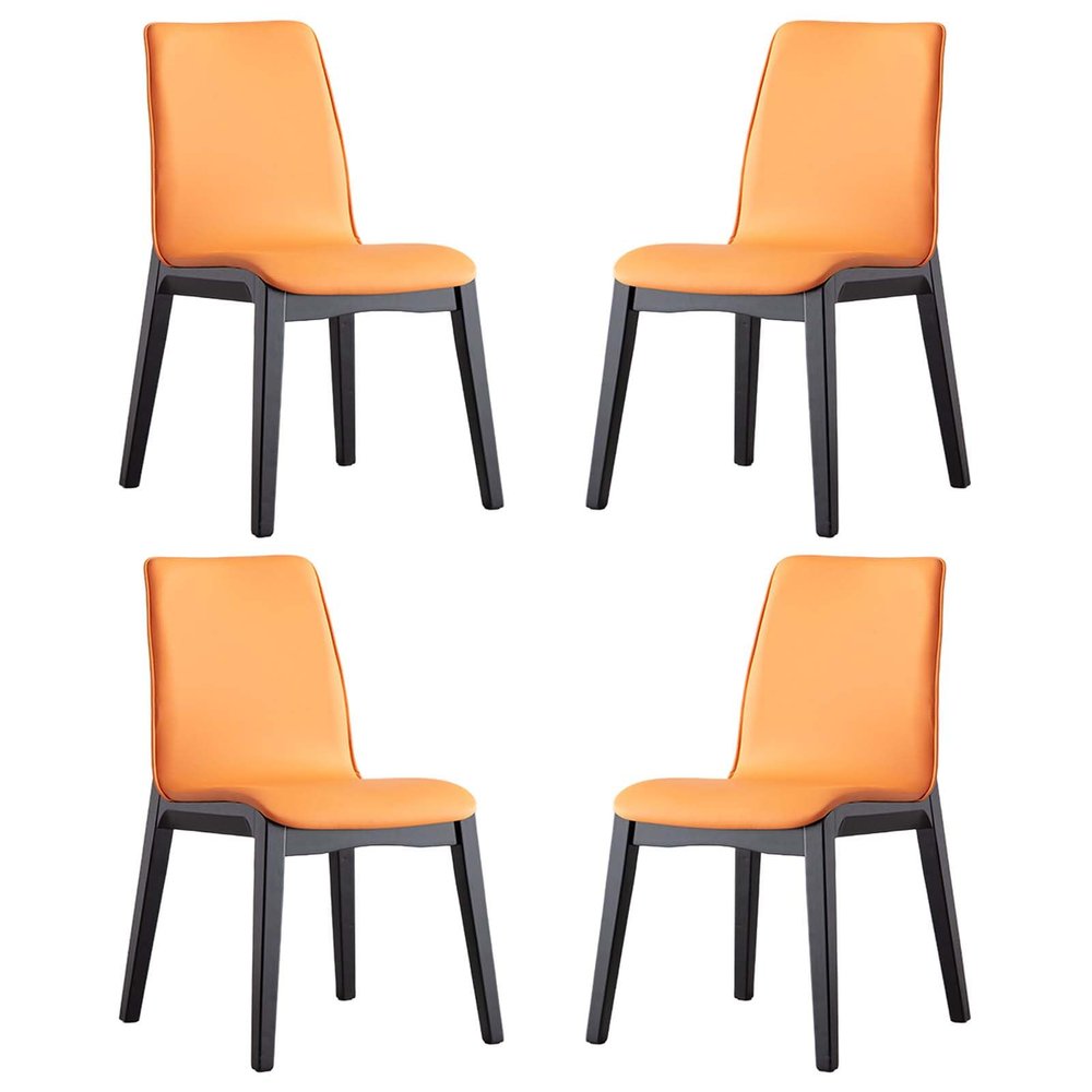 Dining Chair Set of 4 Chairs Solid Wood Legs Upholstered Kitchen Chairs PU Leather Cushion for Dining Room Living Room Kitchen Lounge
