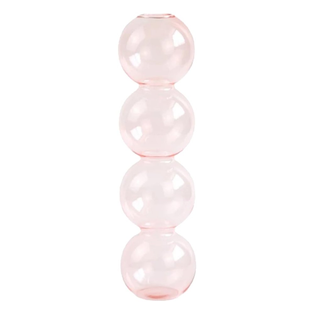 LKXHarleya Aesthetic Ball Aesthetic Decorative Vase, Glass Bubble Vases Ball Bud Vase for Centerpieces, Flower Arrangement, 2.36 x 8.66 Inch, Pink