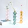 LKXHarleya Aesthetic Ball Aesthetic Decorative Vase, Glass Bubble Vases Ball Bud Vase for Centerpieces, Flower Arrangement, 2.36 x 8.66 Inch, Pink view 3